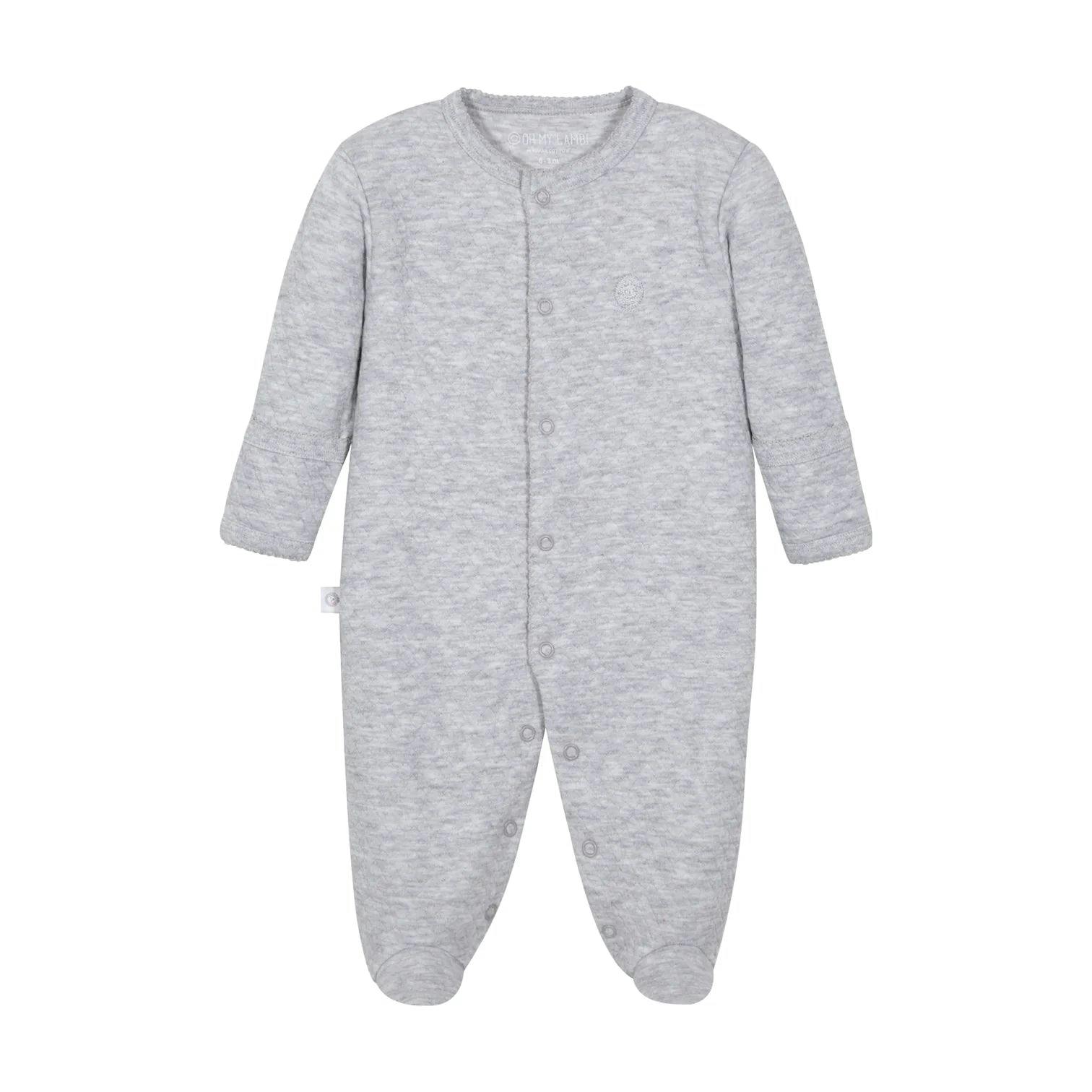 Gray Quilted Pima Cotton Baby One-Piece Pajamas