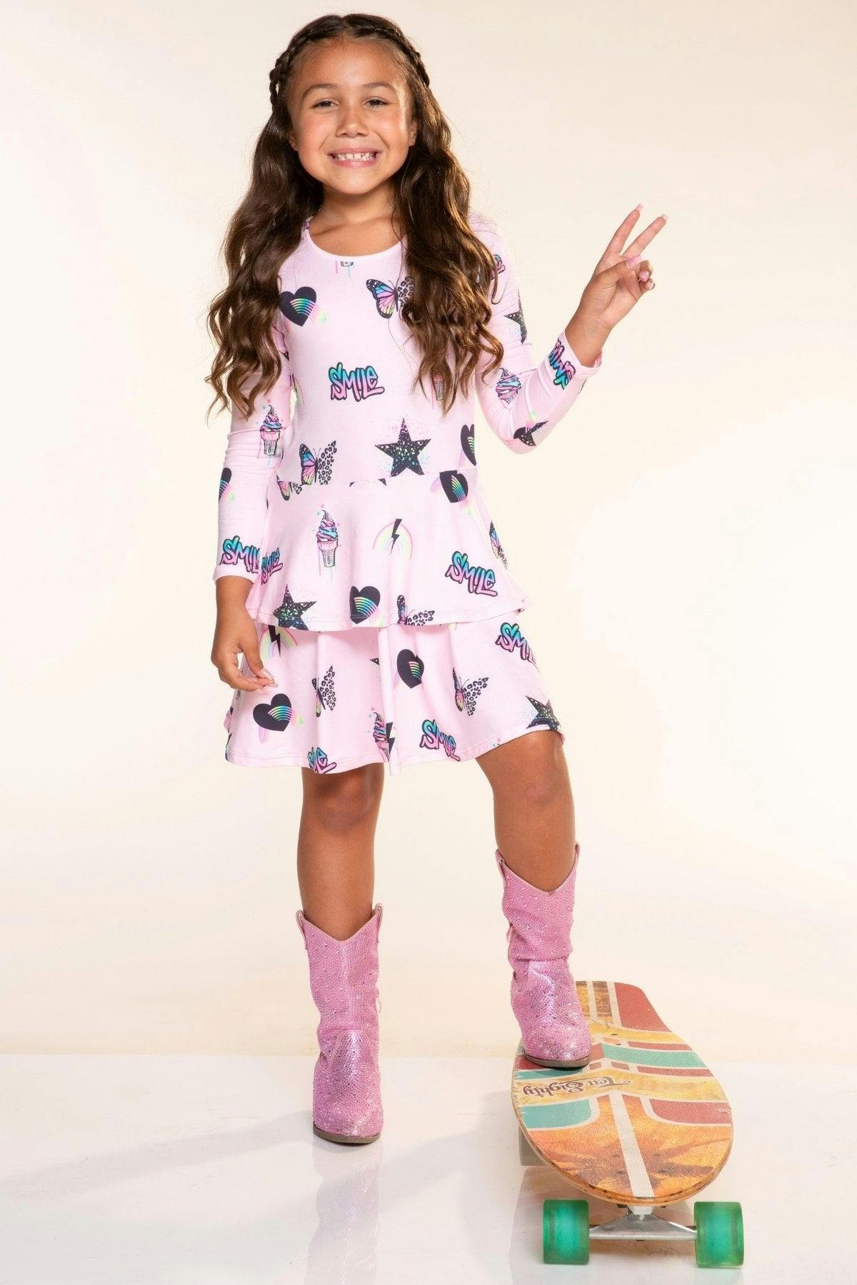 Simply Soft Long Sleeve Ruffle Skirt Dress