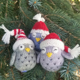 Tiny Owls with Hats Ornaments