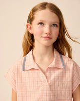 Organic Summer Top in Pink Plaid