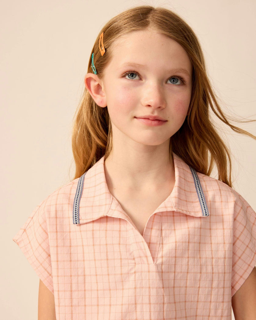 Organic Summer Top in Pink Plaid