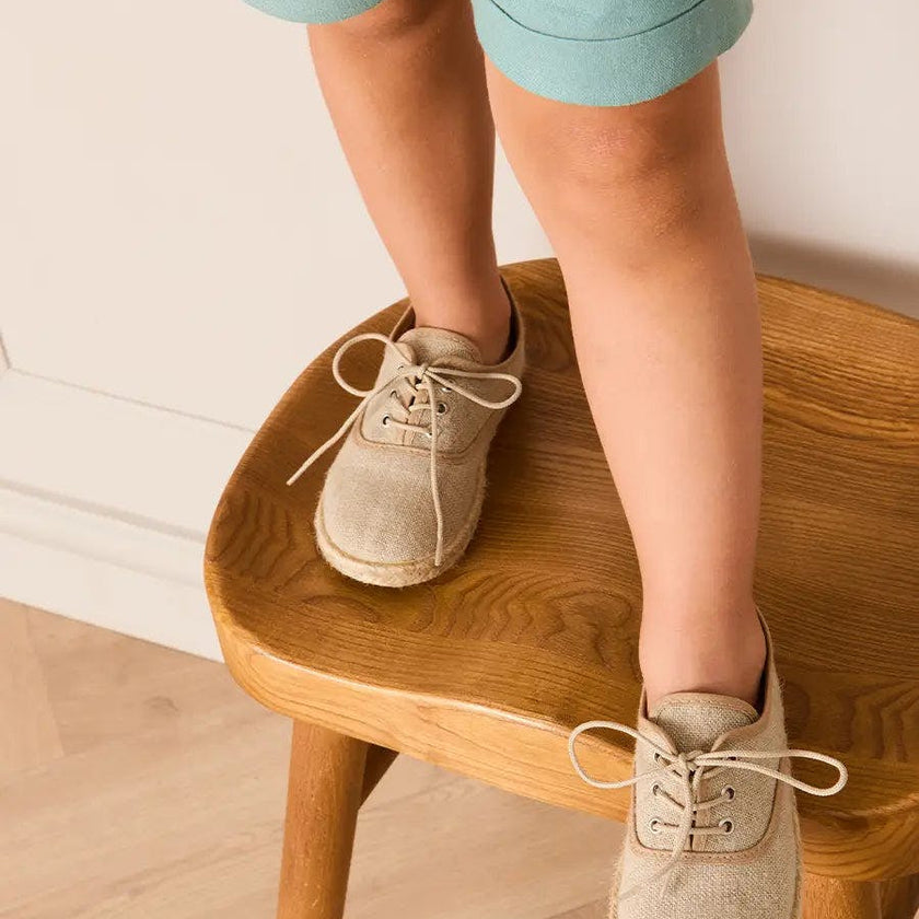 Linen Lace-up Espadrilles in Beige (24-35EU)