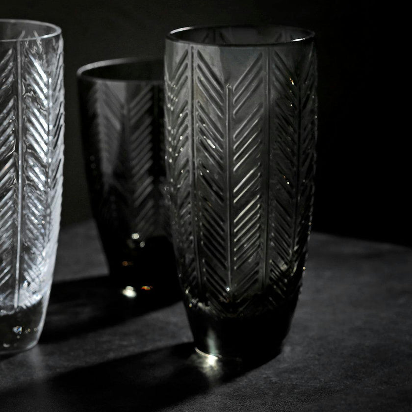 Champagne Glasses ZIG ZAG Set of 6  Grey 11 oz, diam. 2.5", H 5.5"