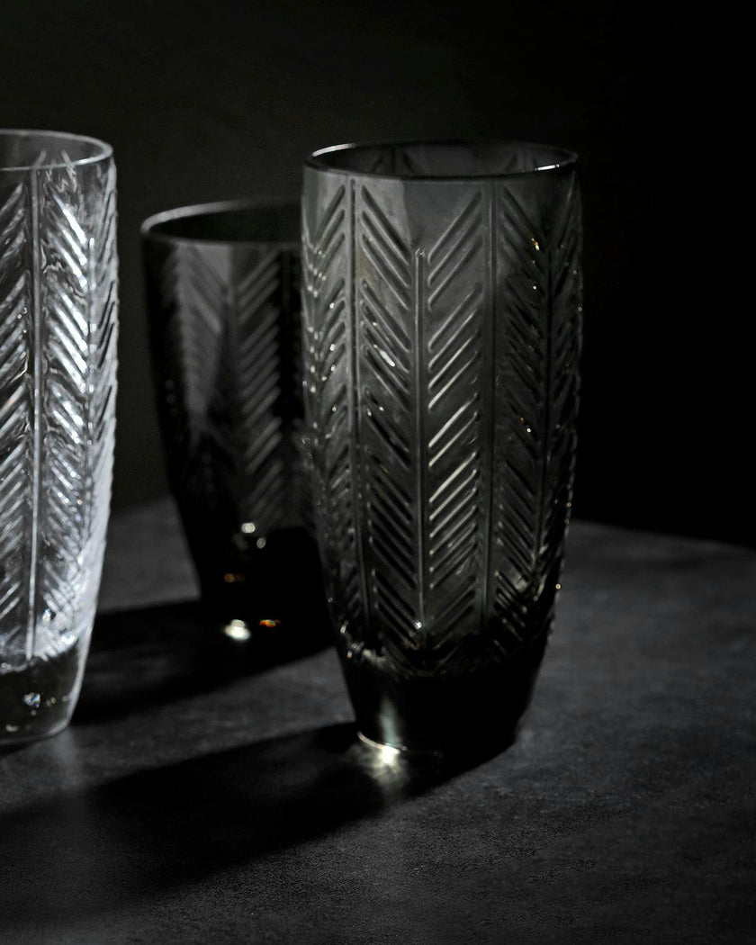 Champagne Glasses ZIG ZAG Set of 6  Grey 11 oz, diam. 2.5", H 5.5"
