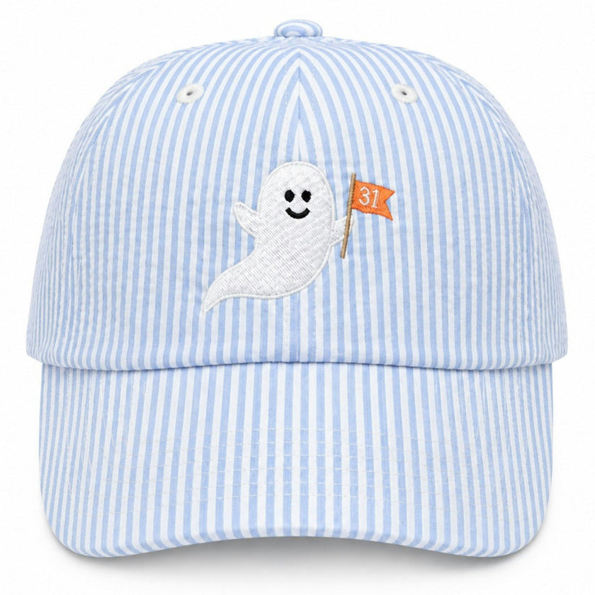 Ghost Seersucker Baseball Hat