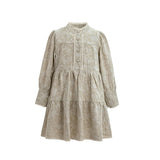 Beige Tiered Modest Dress