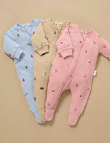Embroidered Fleece Growsuit Woodland Broderie