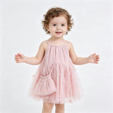 Pink Mirelle Petal Flared Tulle Dress
