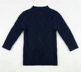 Rib Design Knit Mock Neck Top