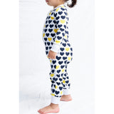 Black & Yellow Hearts Zip-up Baby Bodysuit
