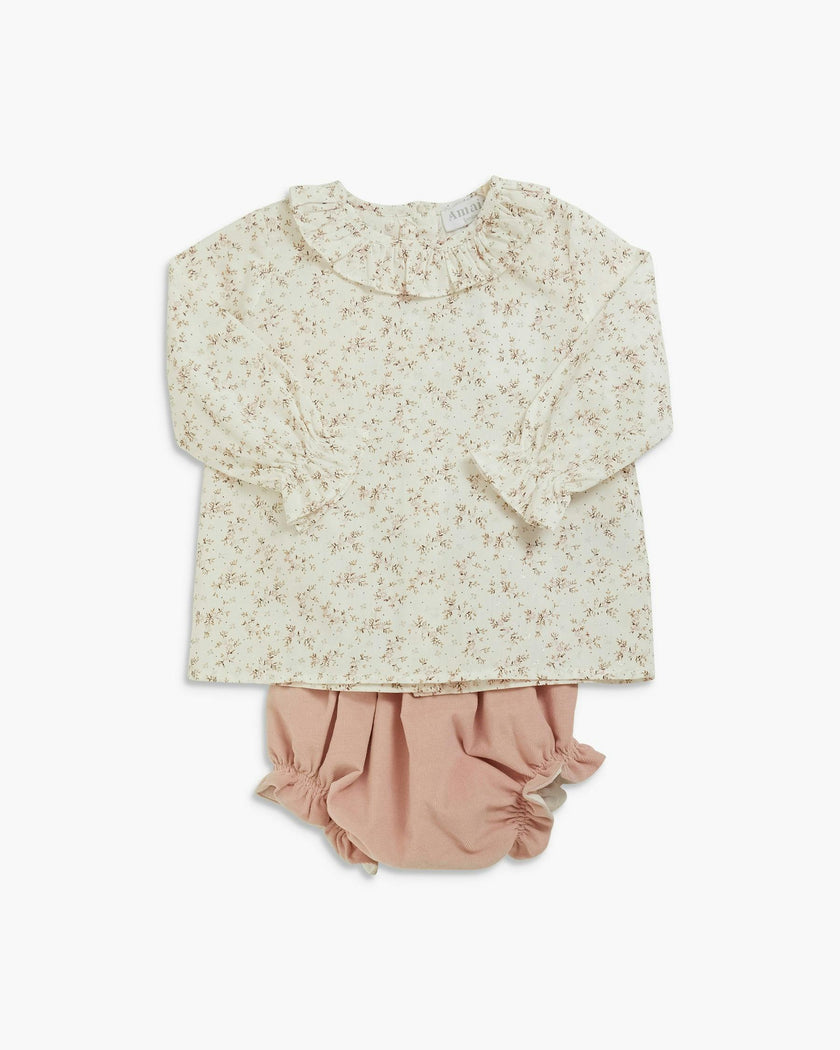 Amelia Blouse Pink Gold Floral