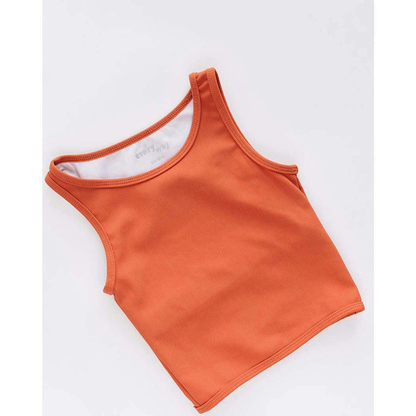 Ribbed Longline Crop, Orange