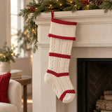 Cable Stocking with Dot Stripes
