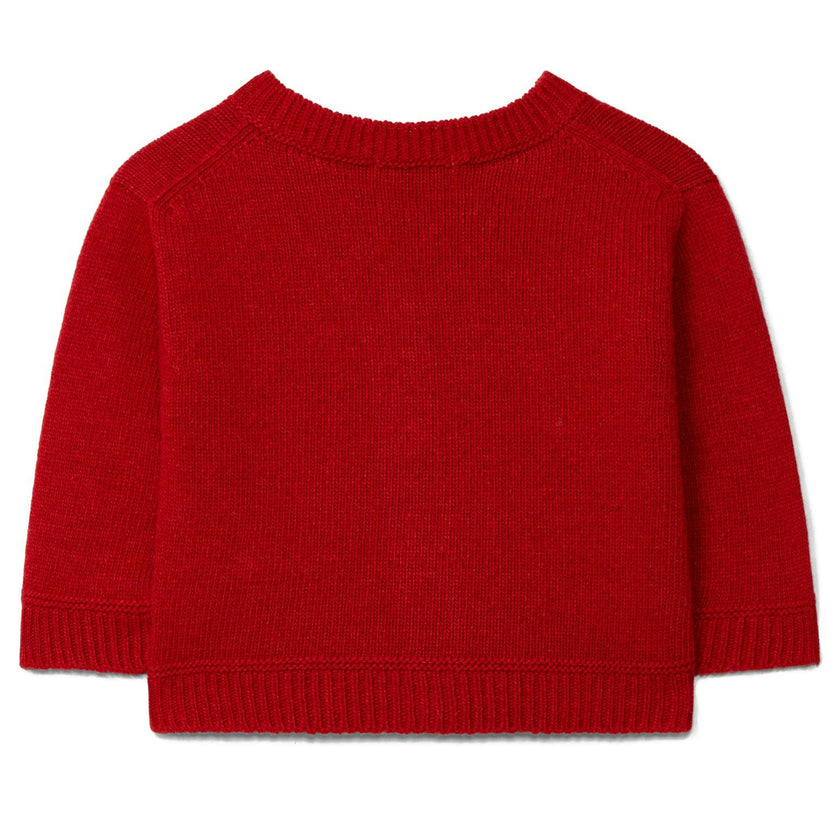 LARANJINHA V-Neck Baby Cardigan - Red