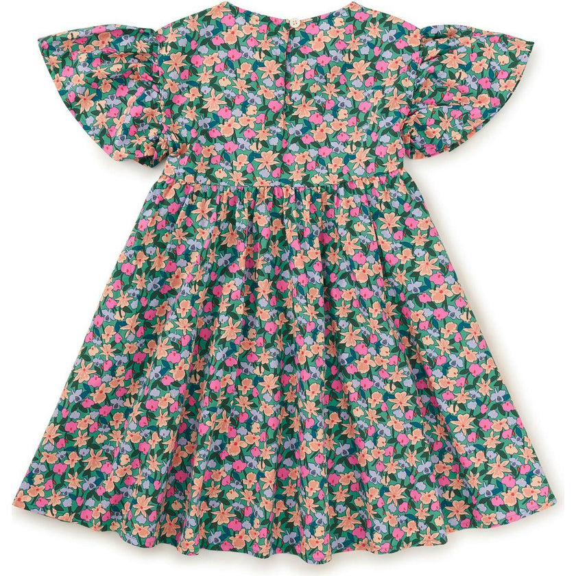 Wrap Neck Flutter Dress, Blue