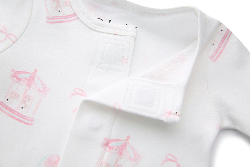 Organic Cotton Magnetic Footie Pajama - Carousel