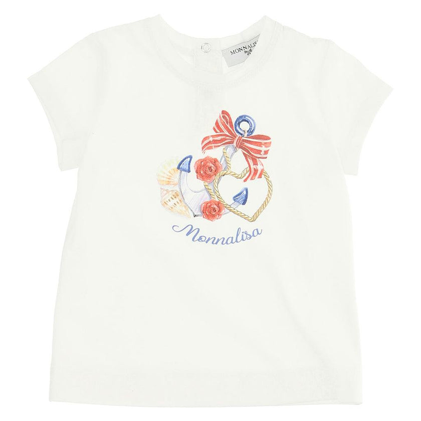 Cream Ocean Theme Logo T-Shirt