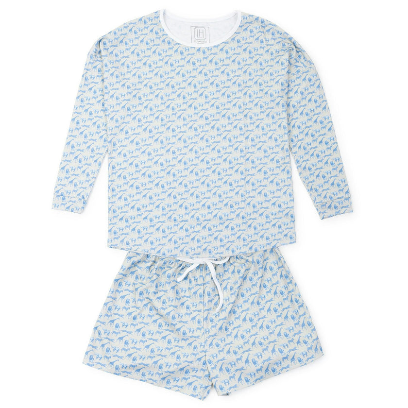 Anna Women's Longsleeve Short Set - Blue Savanna Safari