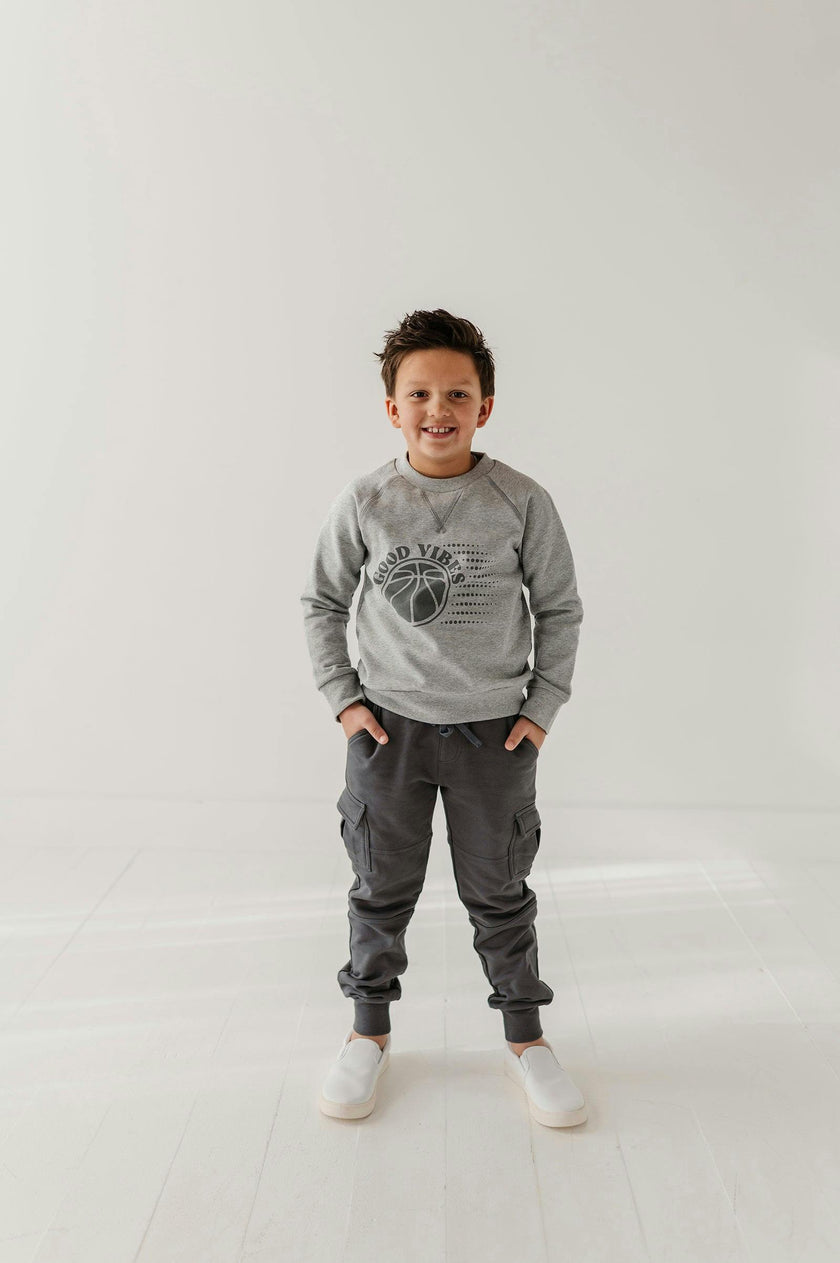 Boys Cargo Fleece Pant in Thunder
