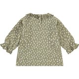 Long Sleeve Ruffled Collar Spotted Shirt