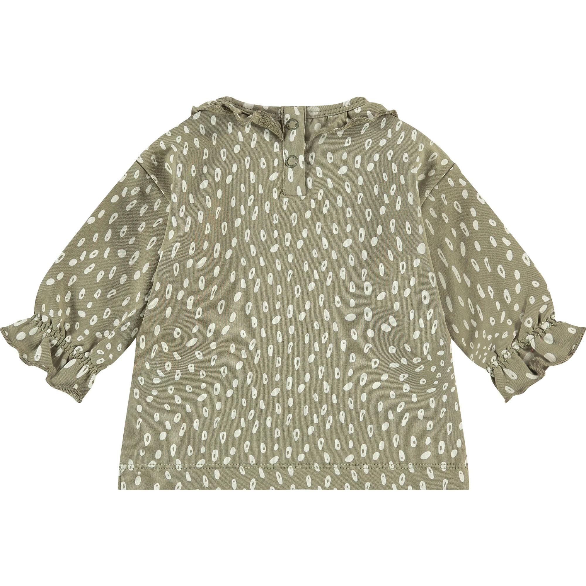 Long Sleeve Ruffled Collar Spotted Shirt