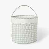 Quilted Storage Basket - Green Gingham