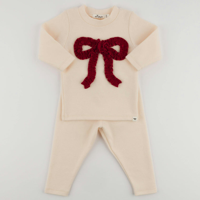 Berry Ruffle Bow Baby Rib 2pc Set