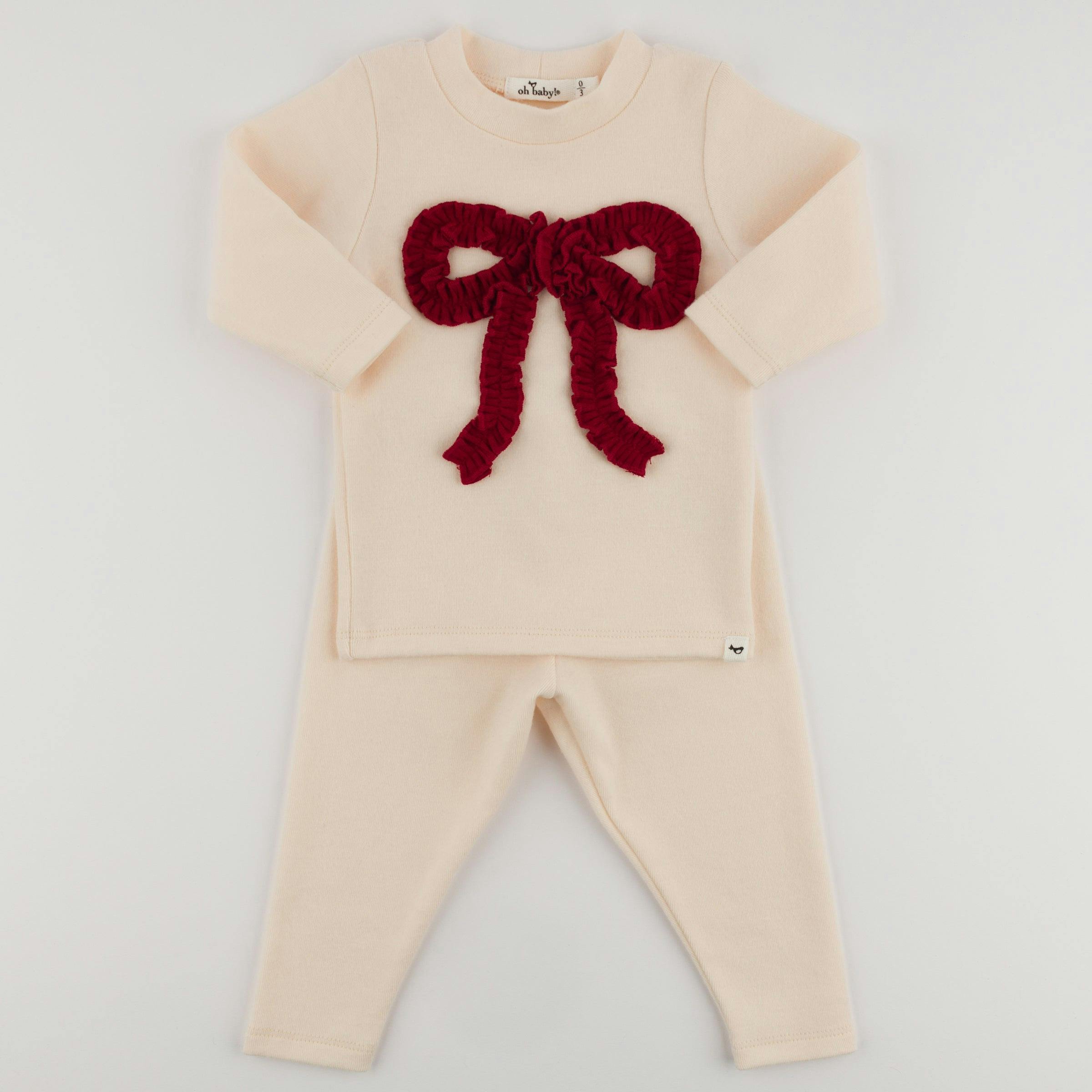 Berry Ruffle Bow Baby Rib 2pc Set