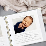 Keepsake Baby Memory Book for Boys and Girls - Timeless First 5 Year Baby Book - Linen Journal Scrapbook & Photo Album - Record Every Milestone Birth to Age 5