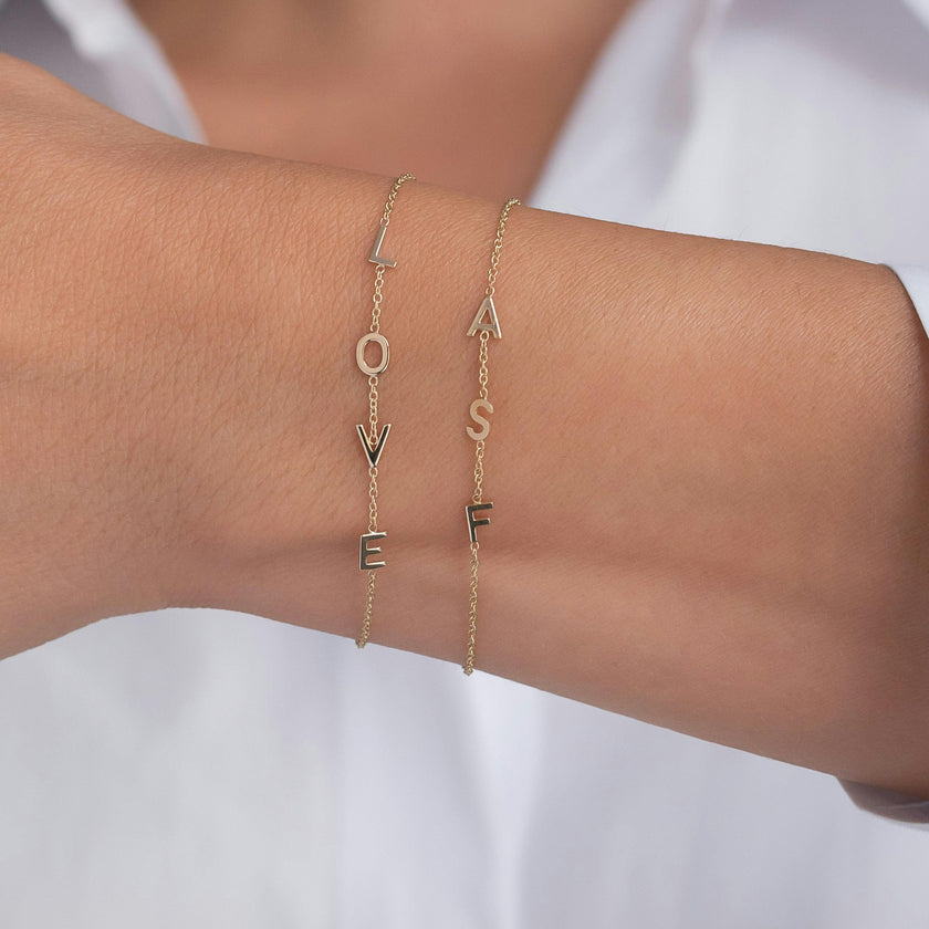 14k Gold Initial Bracelet