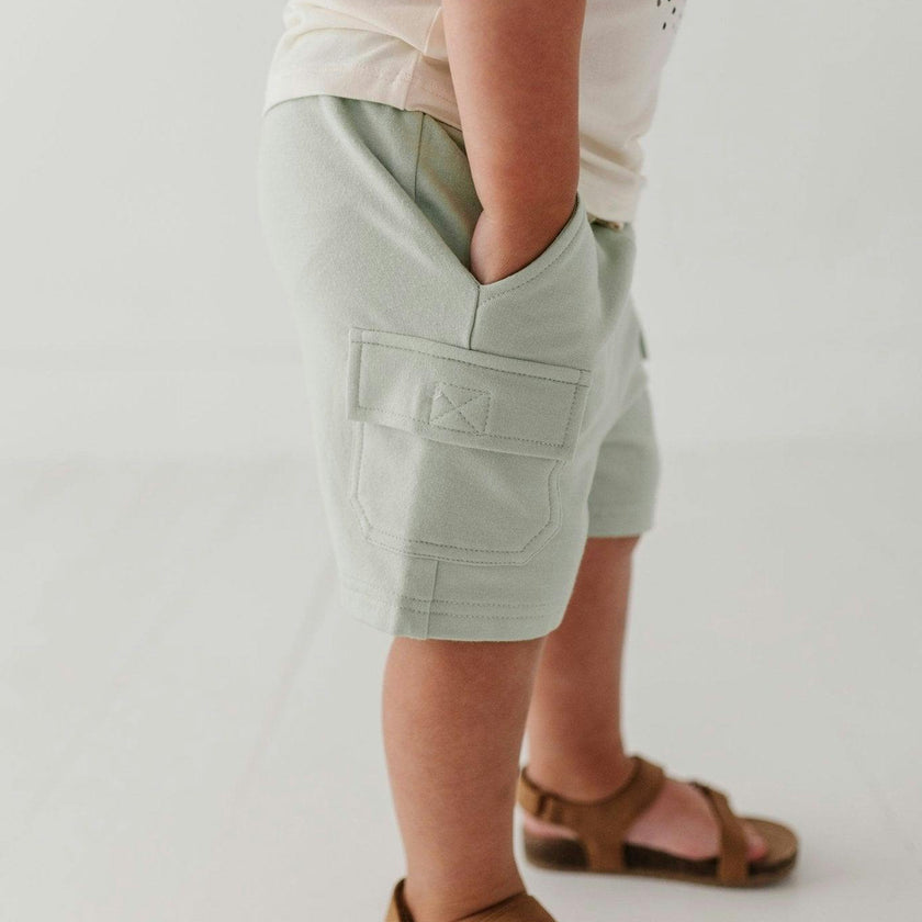 Boys Cargo Shorts in Dusty Sky Blue