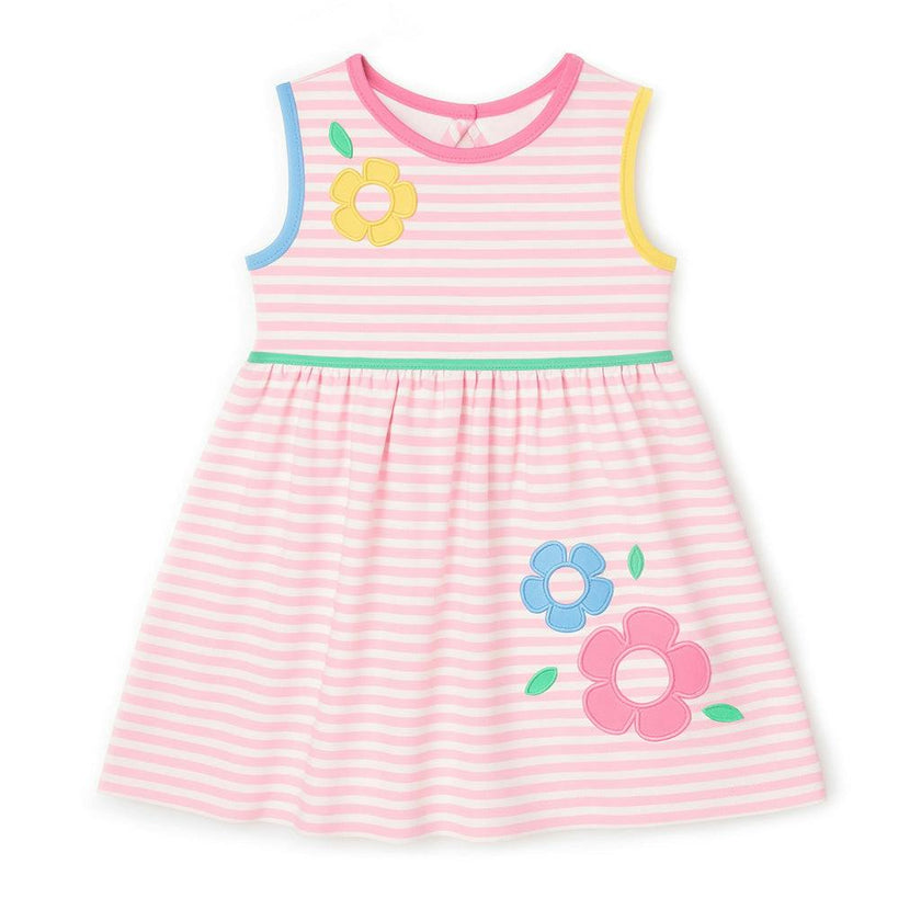 Stripe Knit Dress With Flowers