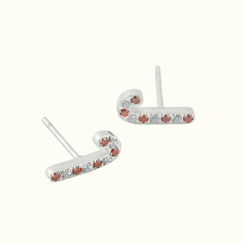 Crystal Candy Cane Stud Earrings