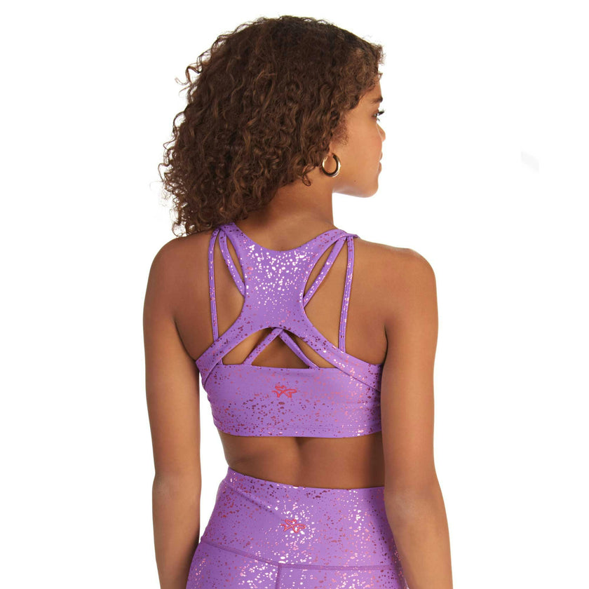 Superstar V-Neck Crop Top - Lavender Sparkle