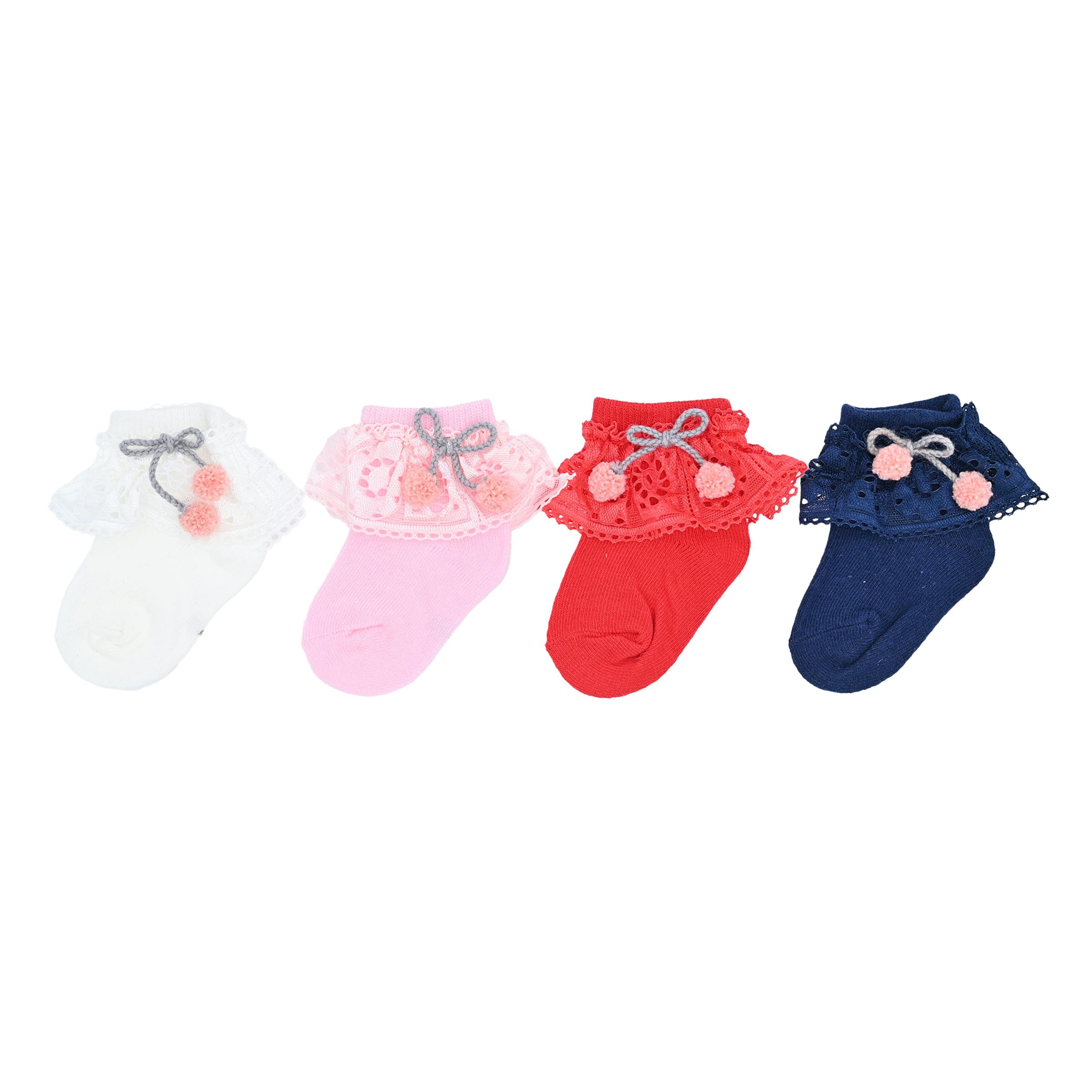 Laced Pom Pom Socks Set