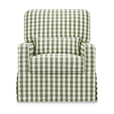 Crawford Pillowback Comfort Swivel Glider in Moss Green Gingham