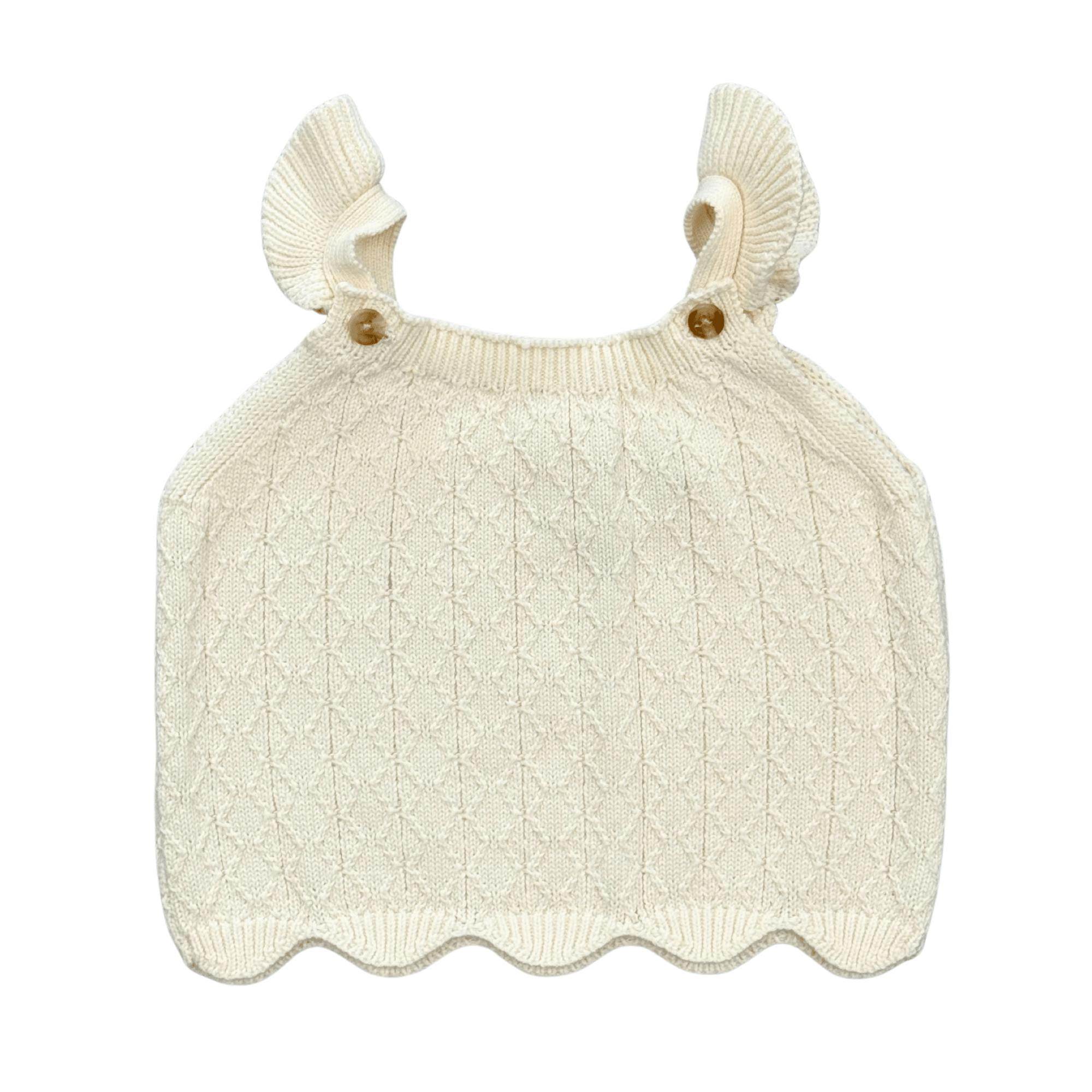 Girls Knit Sweater Tank in Cream