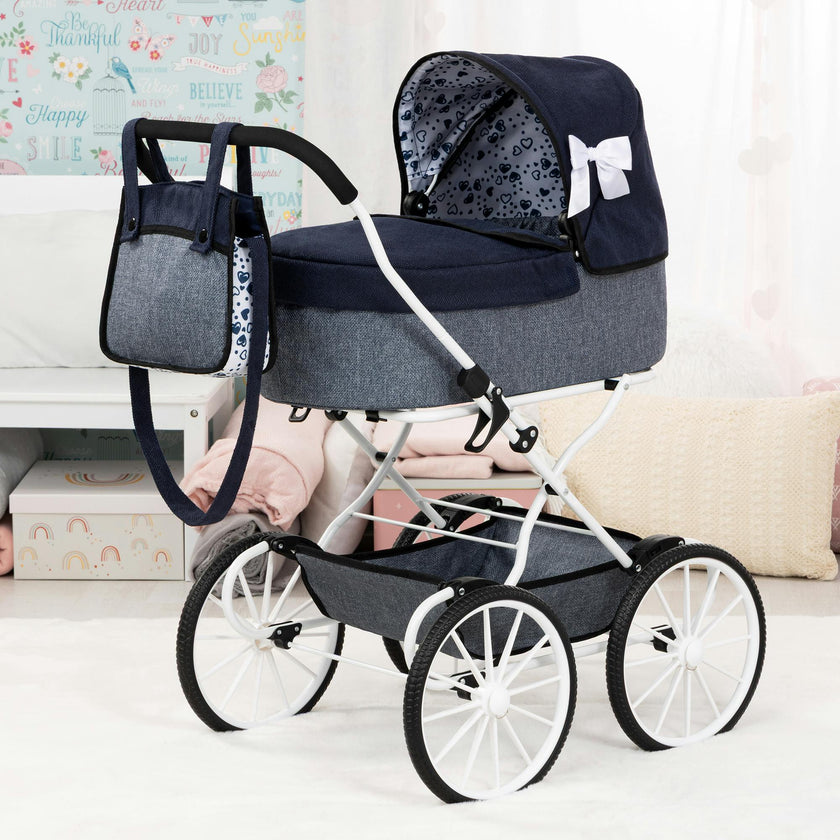 Bayer Design Dolls: Pram Classic - Navy & Grey