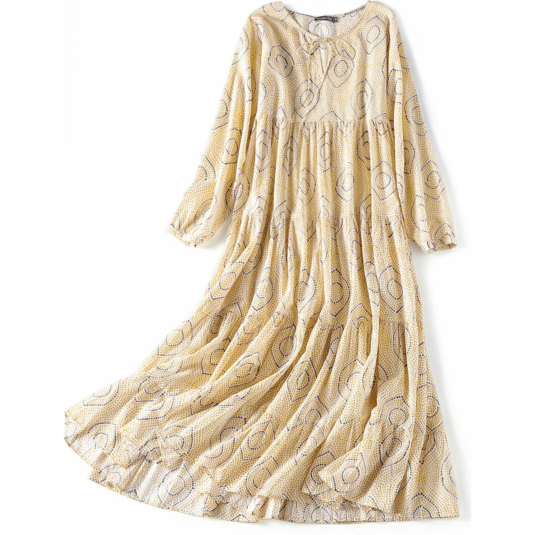Block-Printed Women's Bohemian Dress