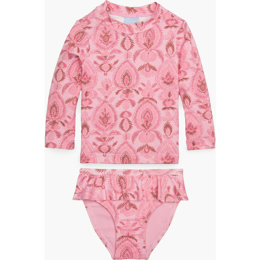 The Baby Ariel Rashguard Set - Pink Palm Ikat