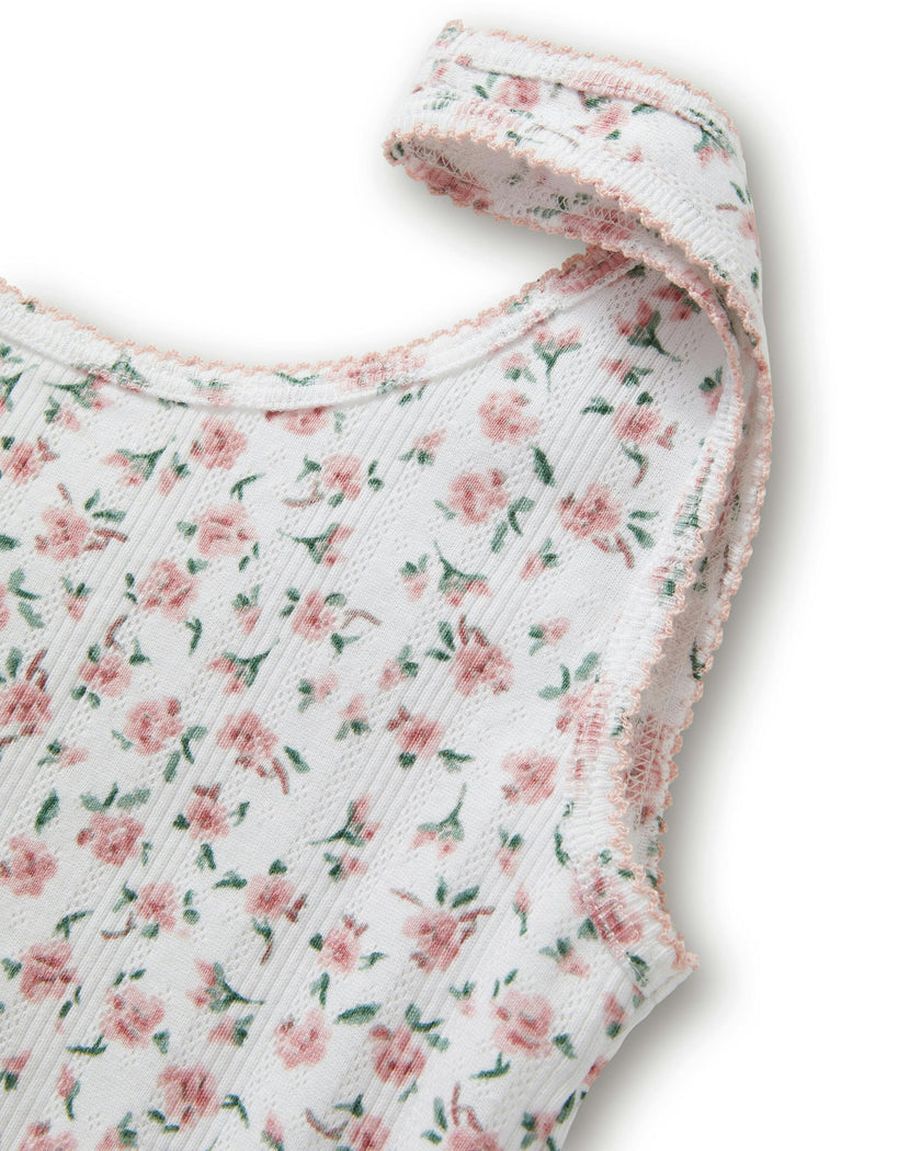 Women's Pointelle Tank in Pink Floral