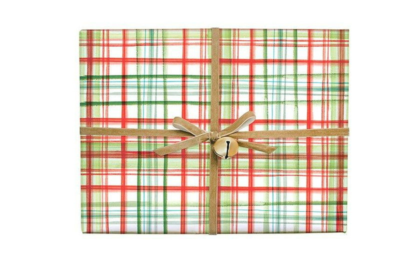 Holiday Watercolor Plaid Gift Wrap