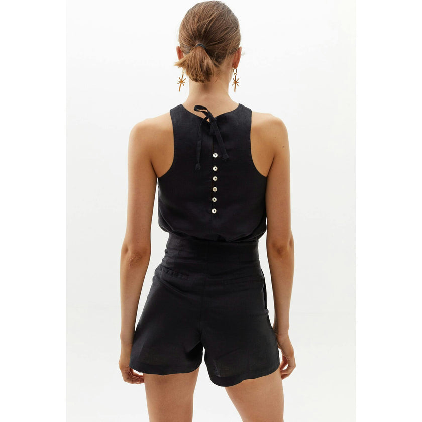 Frida Linen Shorts - Black