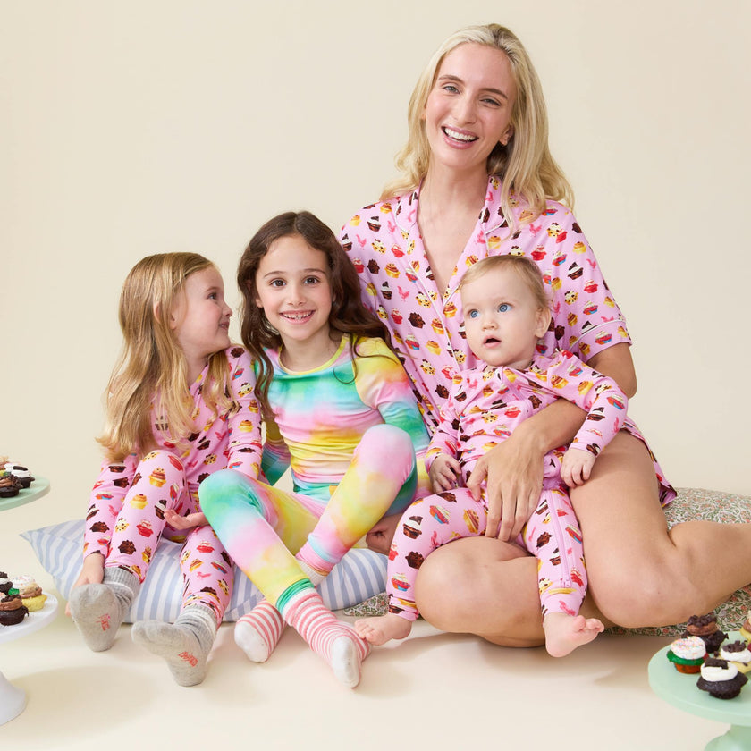 Womens Short Bamboo PJ Set - Pink Cupcakes