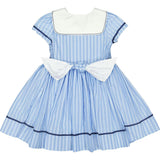 Riviera Blue Stripe Short Sleeve Smocked Dress