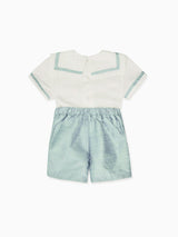Sage Green Lirio Ceremony Silk Baby Boy Set