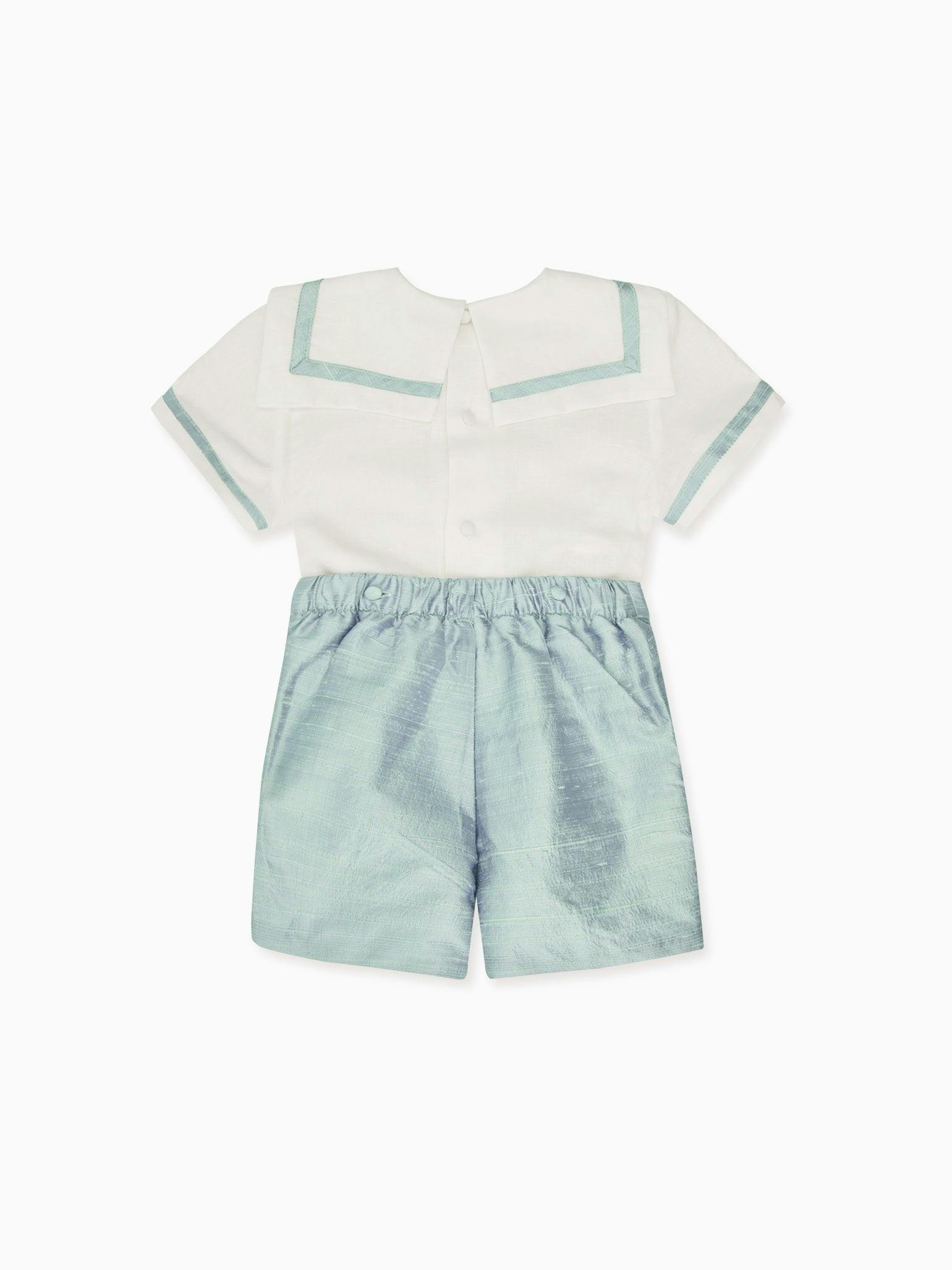 Sage Green Lirio Ceremony Silk Baby Boy Set