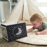 Soft Tummy Time Book w/Large Stimulating Baby Safe Mirror - High Contrast Montessori Toy w/Mirror, Crinkle Filling & Silicone Teether - For Newborn Development