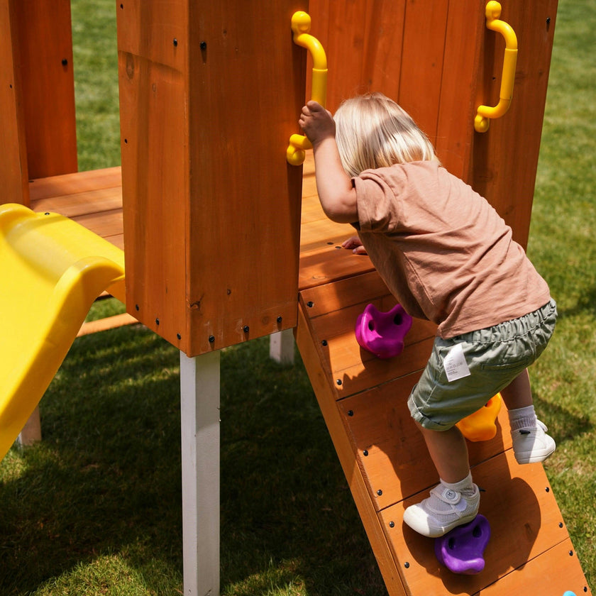 Forest Small Outdoor Toddler Swing Set | Compact Wooden Swing Frame for Babies & Kids