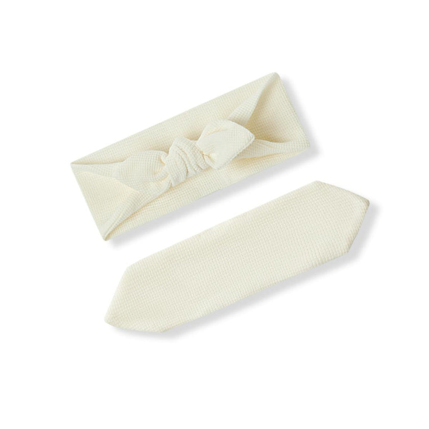 Cream Waffle Knotted Solid Headband